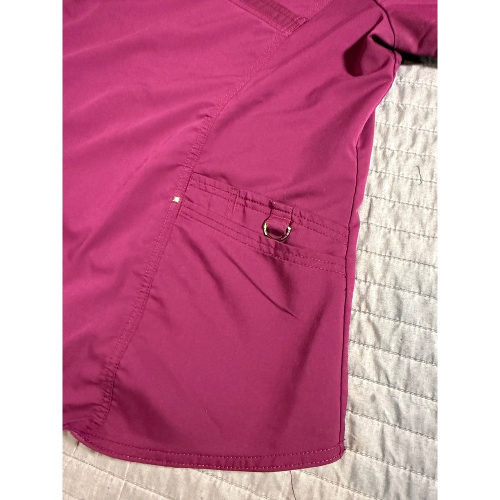 Scrubstar Ultimate Women Wine Mock Wrap Scrub Top WM00T862 Burgundy Large L - Picture 2 of 4